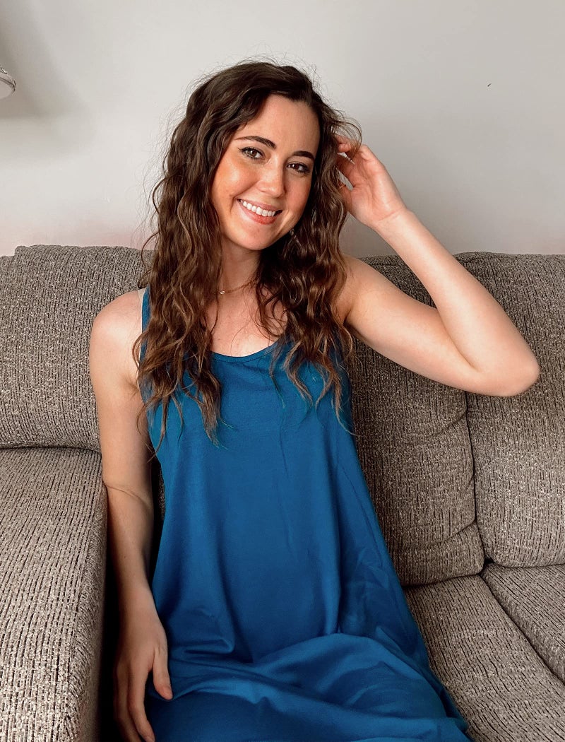Avidlove Pajama Dress for Women Soft Sleepewar Tank Sleep Dress Nightgown Blue Green - Image 2